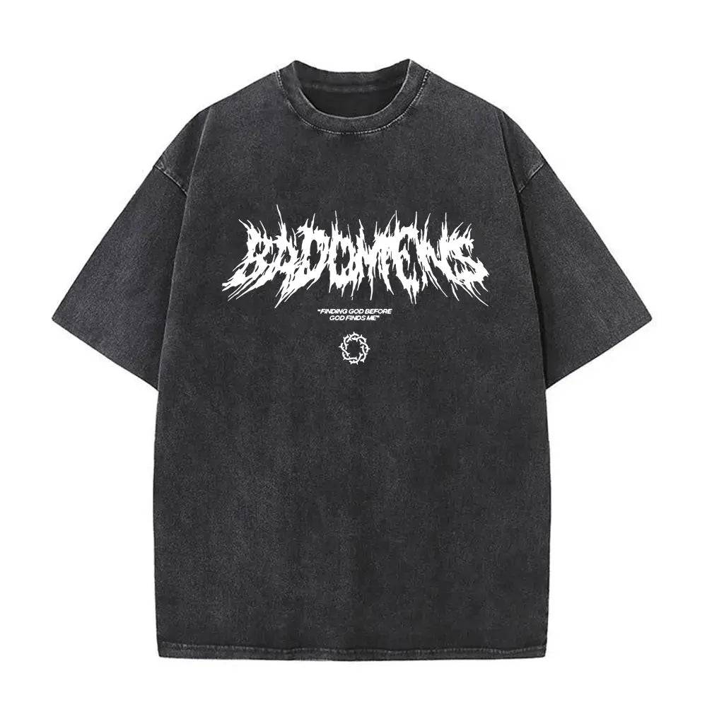 Washed Vintage Bad Omens Band T-Shirt | THE DEATH OF PEACE OF MIND Oversized T-Shirt for Men & Women | Rock Gothic Fashion Tee - Premium T-Shirt from Lizard Vigilante - Just $24.99! Shop now at Lizard Vigilante