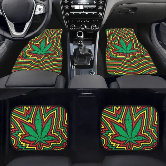 Vibrant Rasta Cannabis Car Floor Mats – Set of 4, Colorful Marijuana Mats for Cars, Trucks, Vans, and SUVs - Premium floor mats from Lizard Vigilante - Just $38.88! Shop now at Lizard Vigilante