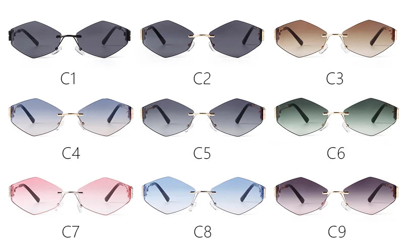 Trend Hexagon Rimless Sunglasses Women Men Brand Designer Gradient blue lens Polygon Metal Frame Driving Sun Glasses Shades Male - Premium  from Lizard Vigilante - Just $10.99! Shop now at Lizard Vigilante