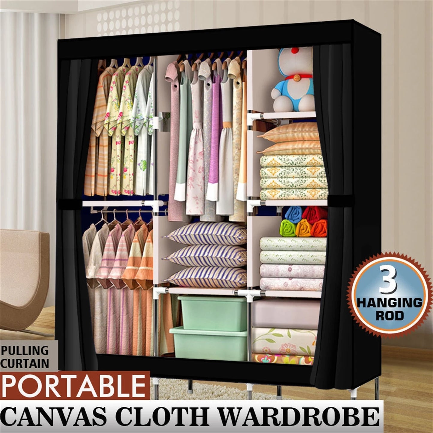 Modern Minimalist Portable Closet - Easy Assembly & Storage - Premium portable closet from dsers - Just $63.88! Shop now at Lizard Vigilante