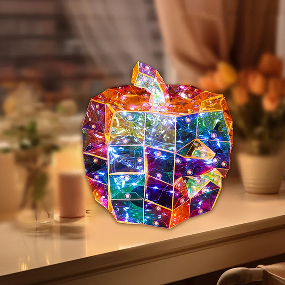 Halloween Gorgeous Shining LED Ghost Lights Decor Prismatic Ghost Iridescent Ghost Lantern Holiday Party Decor Atmosphere Prop