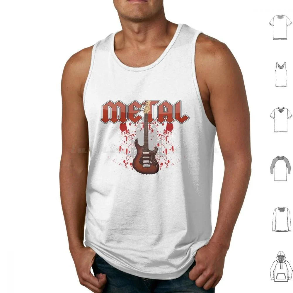 Metal Music Print Cotton Tank Top Rock Graphic Design - Premium tank top from Lizard Vigilante - Just $23.88! Shop now at Lizard Vigilante