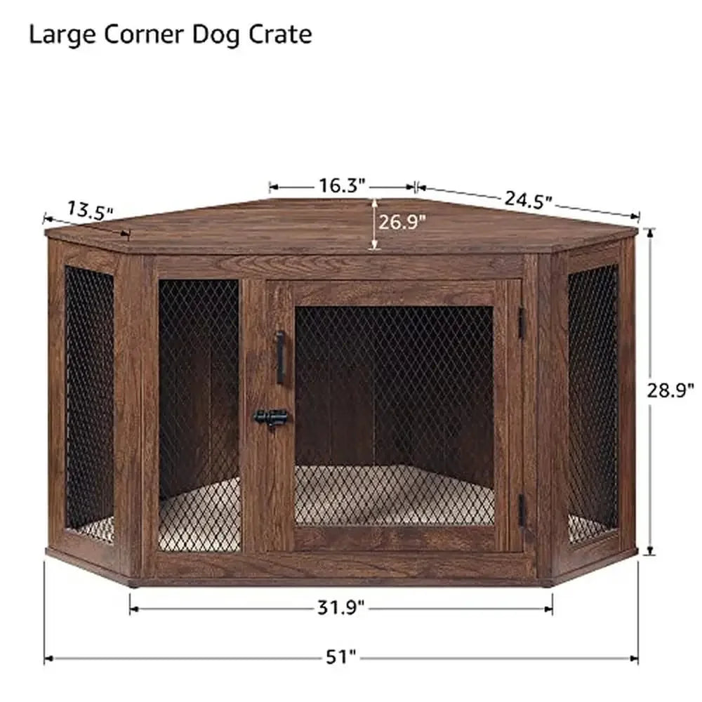 Corner Dog Crate Medium Large Dogs Indoor Space Saving Kennel TV Stand Decorative Pet House Dual-Purpose Furniture Comfortable - Premium  from Lizard Vigilante - Just $510.99! Shop now at Lizard Vigilante