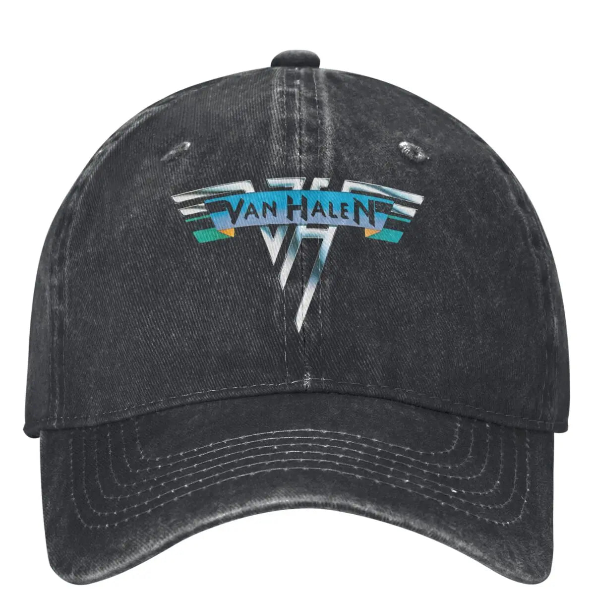 Van Halen Punk Rock Band Distressed Denim Baseball Cap – Adjustable Classic Headwear for Men & Women - Premium baseball cap from Lizard Vigilante - Just $23.88! Shop now at Lizard Vigilante