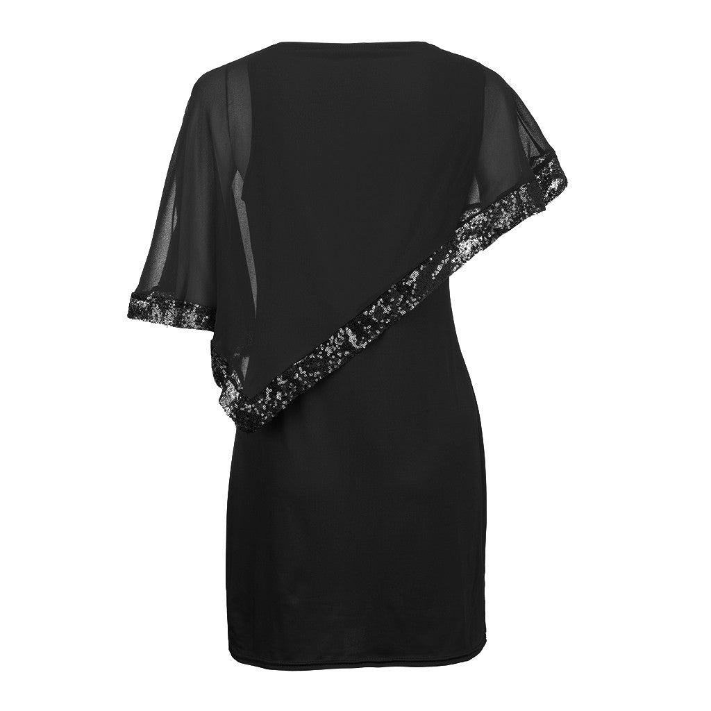 Elegant Sequined Plus Size Dresses for Women Sexy Off Shoulder Overlay Asymmetric Chiffon Party Dresses Formal Wedding Vestidos - Premium  from Lizard Vigilante - Just $11.99! Shop now at Lizard Vigilante