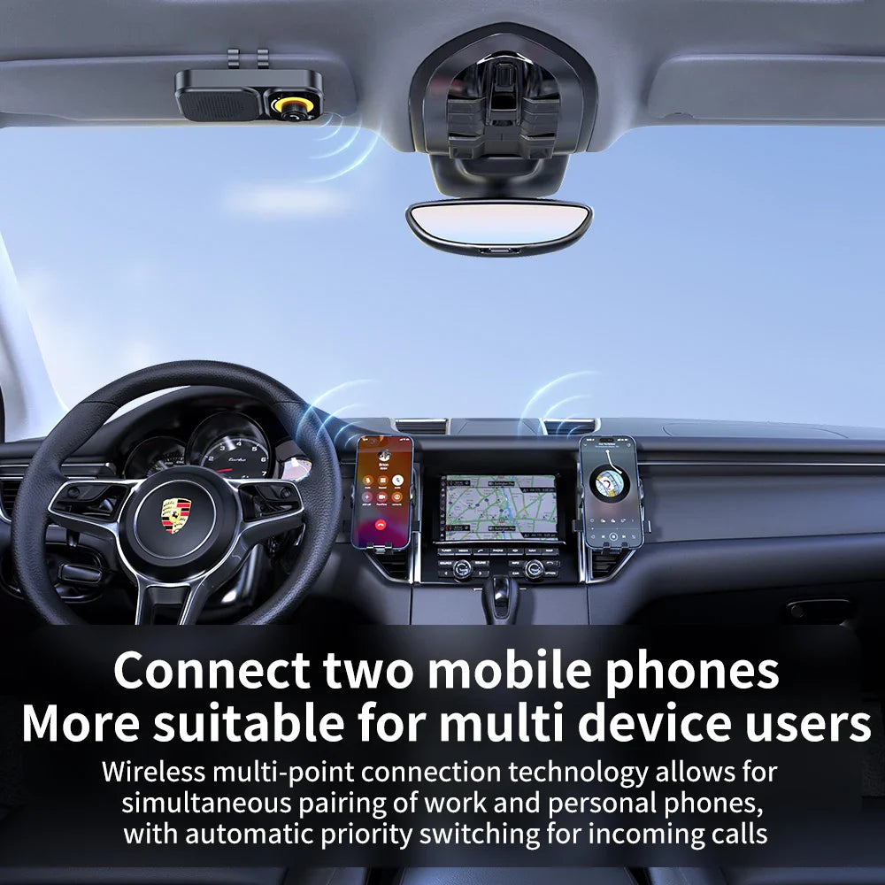 Bluetooth 5.4 Speaker Handsfree Car Kit Sun Visor Clip Wireless Audio Receiver Speakerphone Wireless Stereo MP3 Music Player