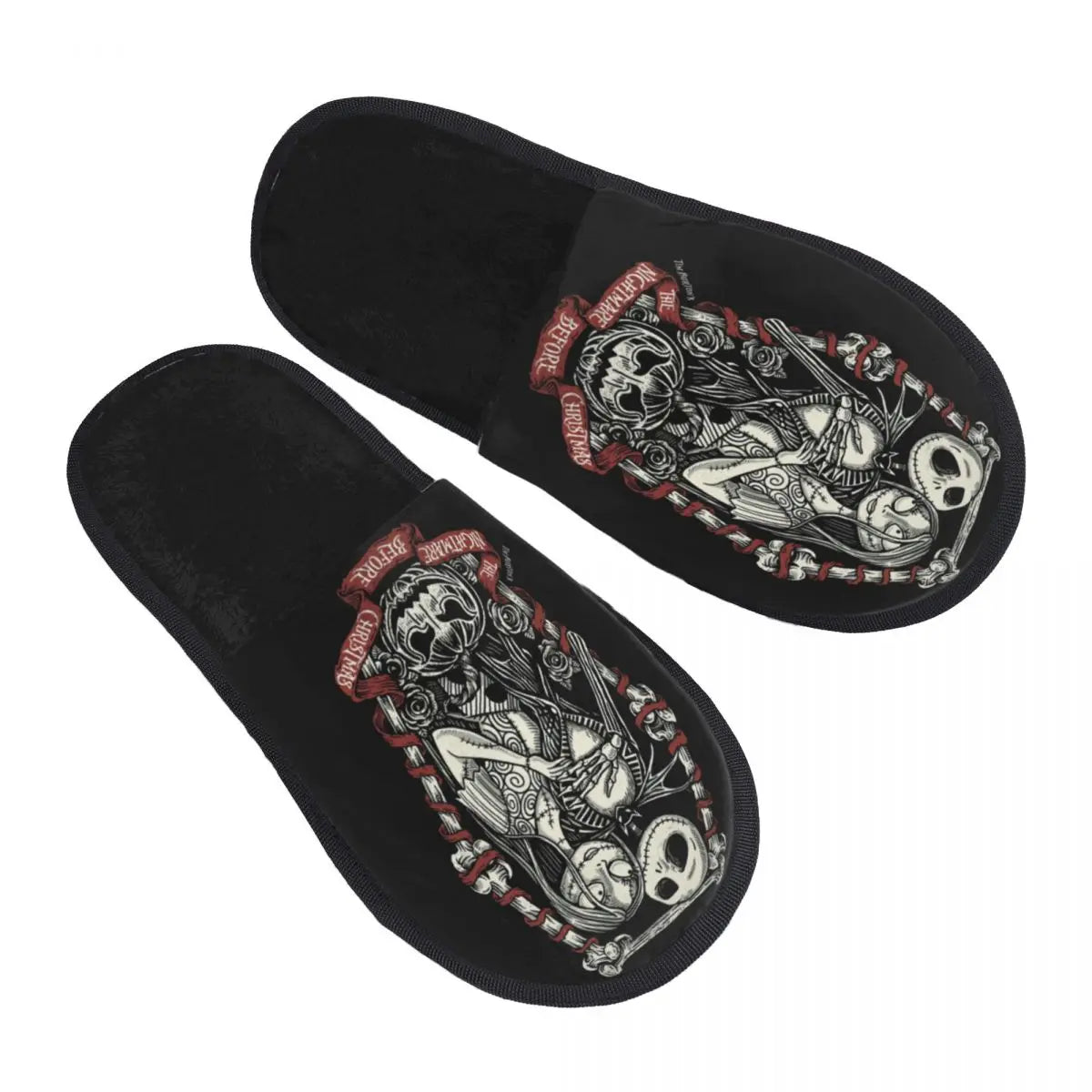 Jack Skellington Memory Foam Slippers – Warm & Fluffy Indoor/Outdoor Halloween Nightmare Shoes - Premium slippers from Lizard Vigilante - Just $23.88! Shop now at Lizard Vigilante