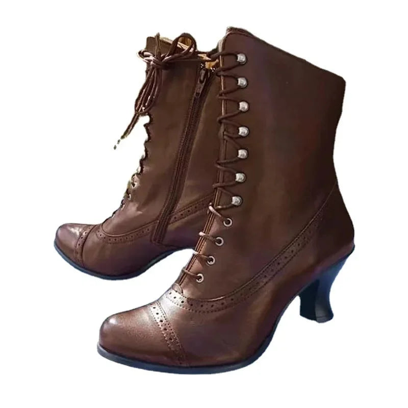 "Queen’s Torque" Mid-Calf Moto Boots – Women’s British Steelcore Winter Lace-Ups (Sizes 35–43) - Premium boota from dsers - Just $88.88! Shop now at Lizard Vigilante