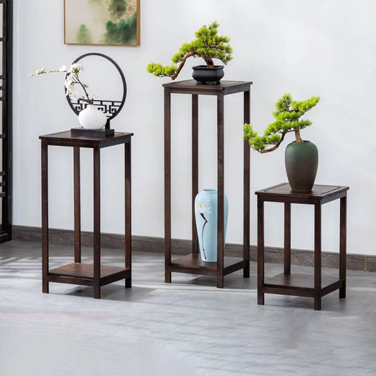 2-Tier Bamboo Plant Stand for Multiple Plants - Ideal for Living Room, Terrace - Indoor/Outdoor Use - Home Decor