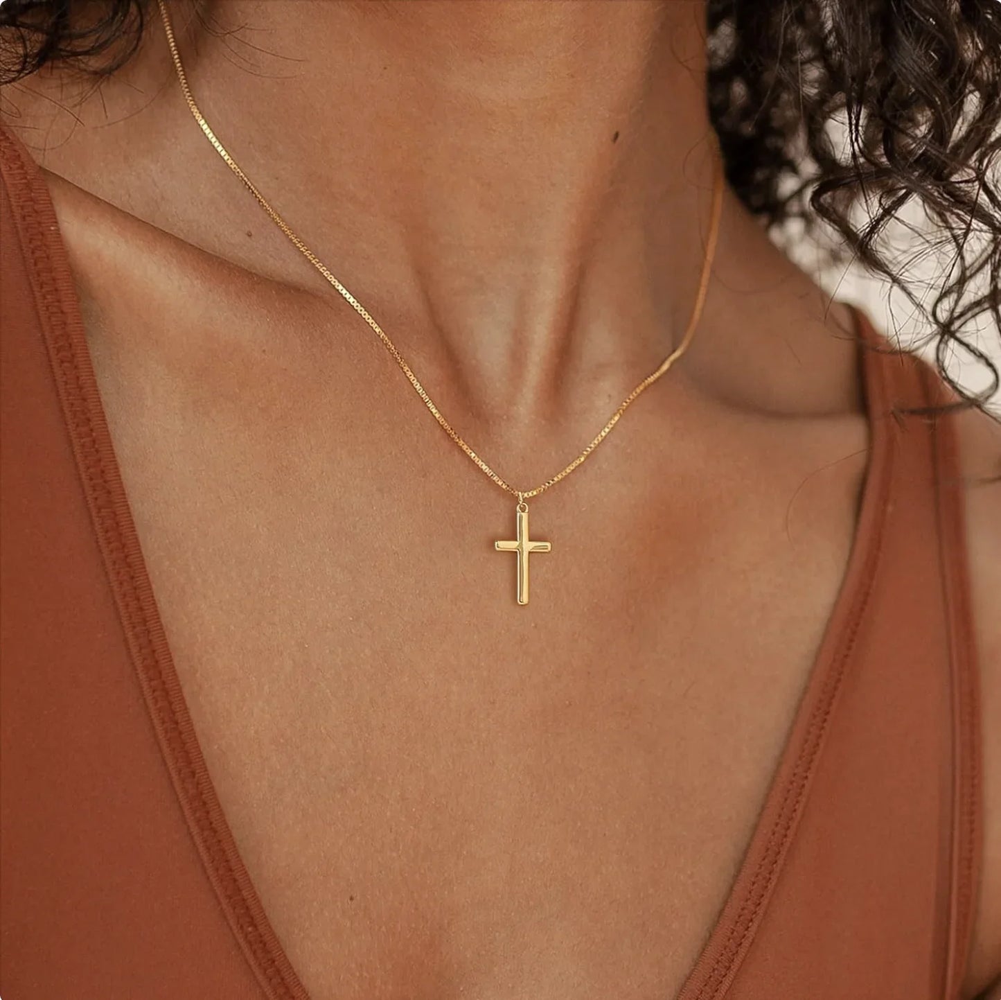 Women's cross necklace 14K gold-plated exquisite small cross pendant necklace - Premium  from Lizard Vigilante - Just $4.99! Shop now at Lizard Vigilante