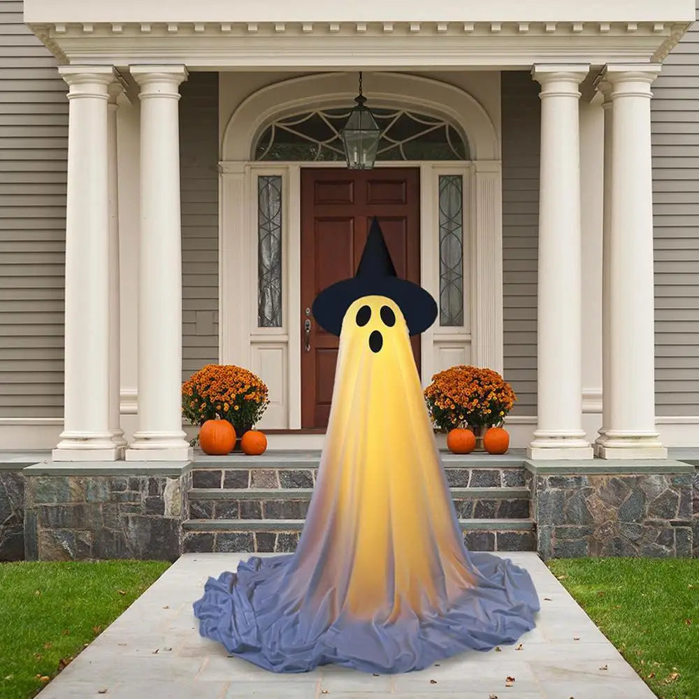 Lighted Spooky Ghost Decor Scary Standing Ghost with LED String Lights Home Porch Garden Yard Lawn Party Halloween Decorations