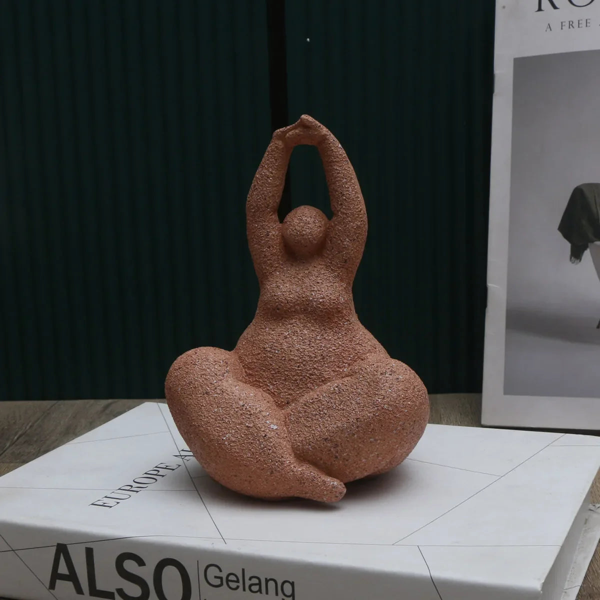 1pc, Sandstone Resin  Chubby Woman Statue  Handmade Sandstone Abstract Art Home Living Room Office Cabinet Tabletop Entryway Dec
