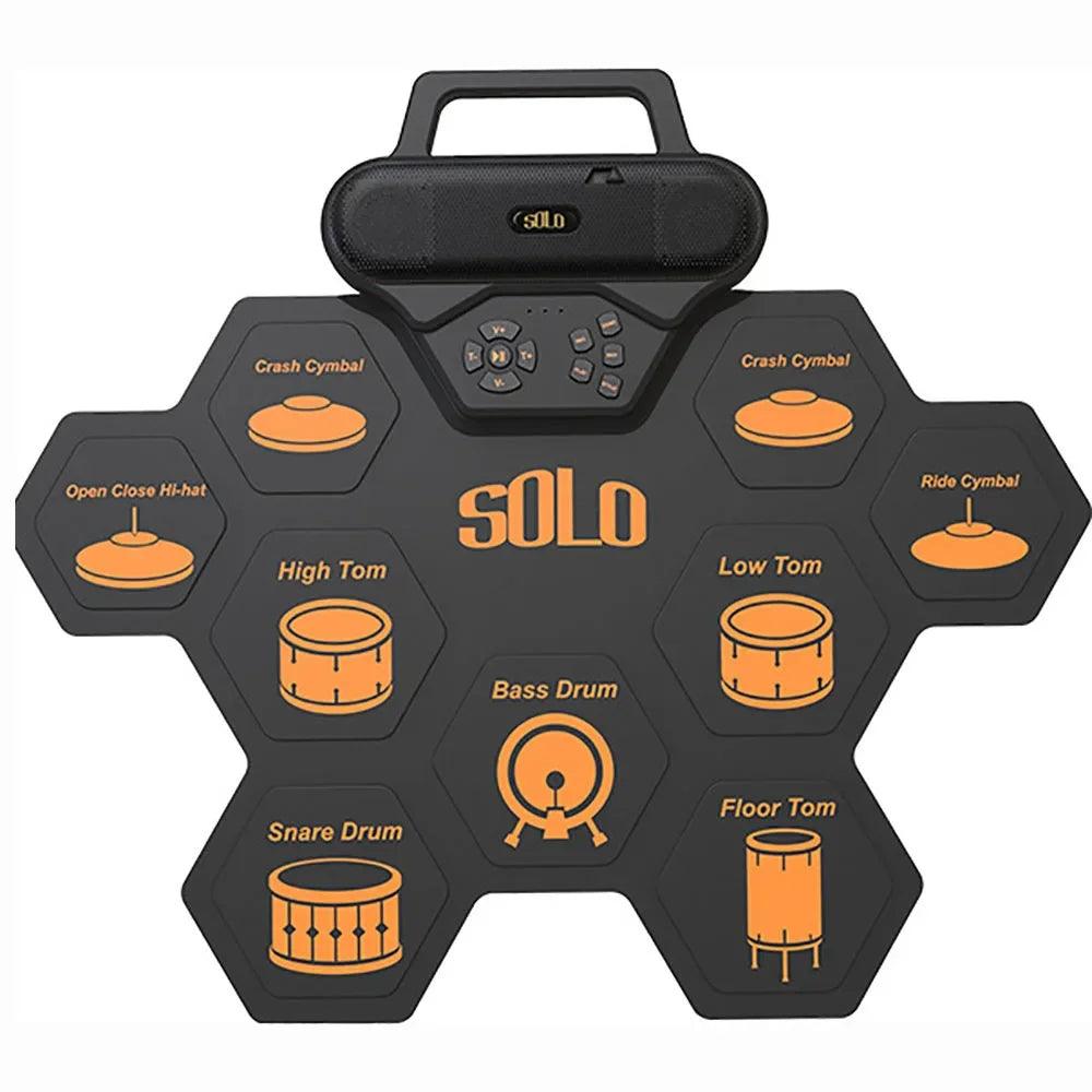 Roll Up Drum Practice Pad Electronic Drum Set Midi Kit with Headphone Jack Built-in Speaker Pedal Sticks Gift For Kids - Lizard Vigilante