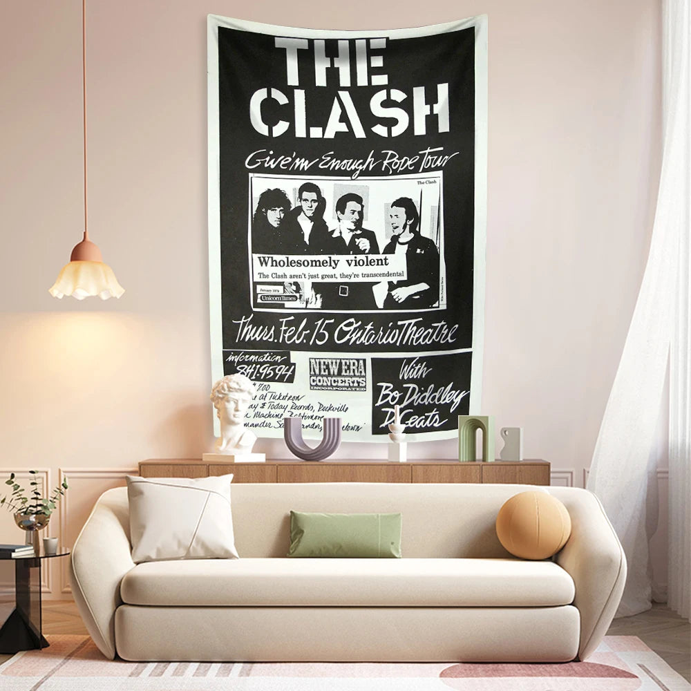 The Clash Tapestry Rock And Roll Music Heavy Metal Wall Hanging Bedroom Decoration Large Fabric Dorm Backdrop Concert Decor - Premium tapestry from Lizard Vigilante - Just $11.99! Shop now at Lizard Vigilante