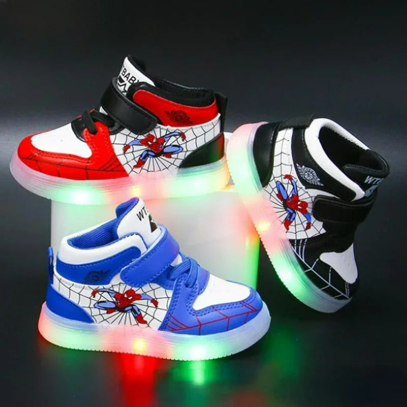 Disney Children's Led Light Shoes Fashion Aoger Spiderman Boys Sneakers Girls Cartoon Casual Shoes Breathable Kids Sport Shoes - Premium shoes from Lizard Vigilante - Just $24.88! Shop now at Lizard Vigilante