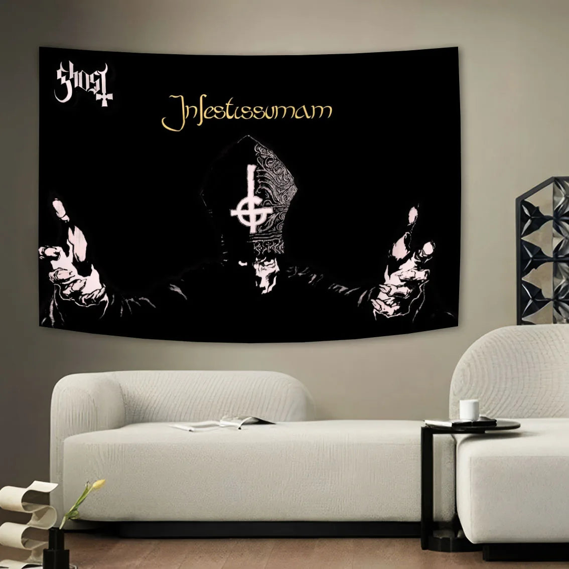 Ghost Tapestry - Underground Metal Pop Singer Rock Banner Flags, 100% Polyester Wall Hanging - Premium tapestry from Lizard Vigilante - Just $11.99! Shop now at Lizard Vigilante