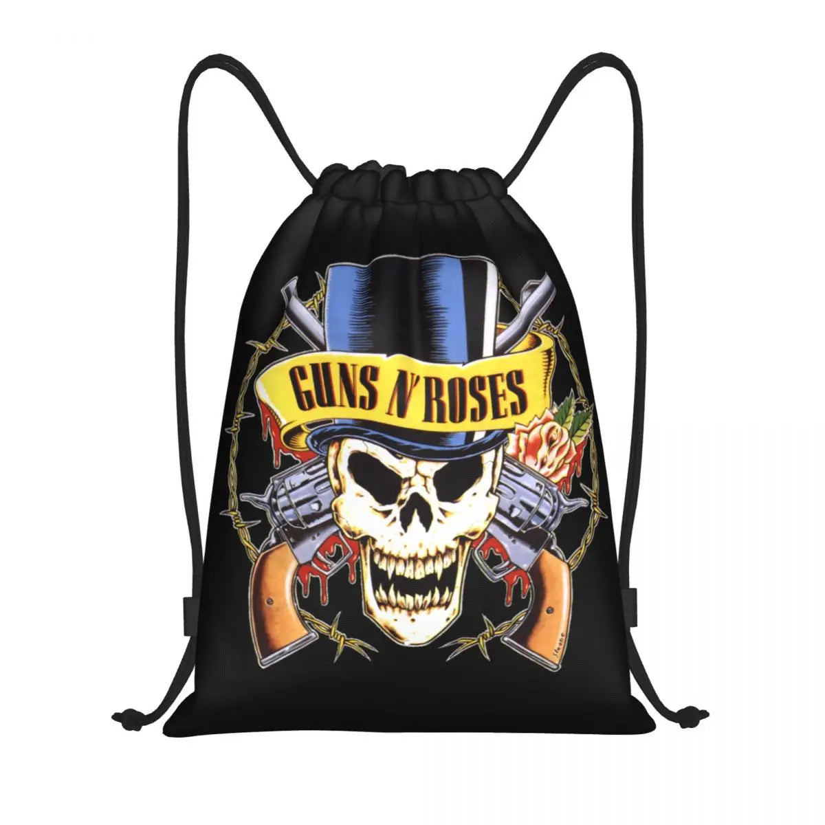 Guns N Roses Bullet Logo Drawstring Backpack Women Men Gym Sport Sackpack Portable Hard Rock Band Training Bag Sack - Lizard Vigilante