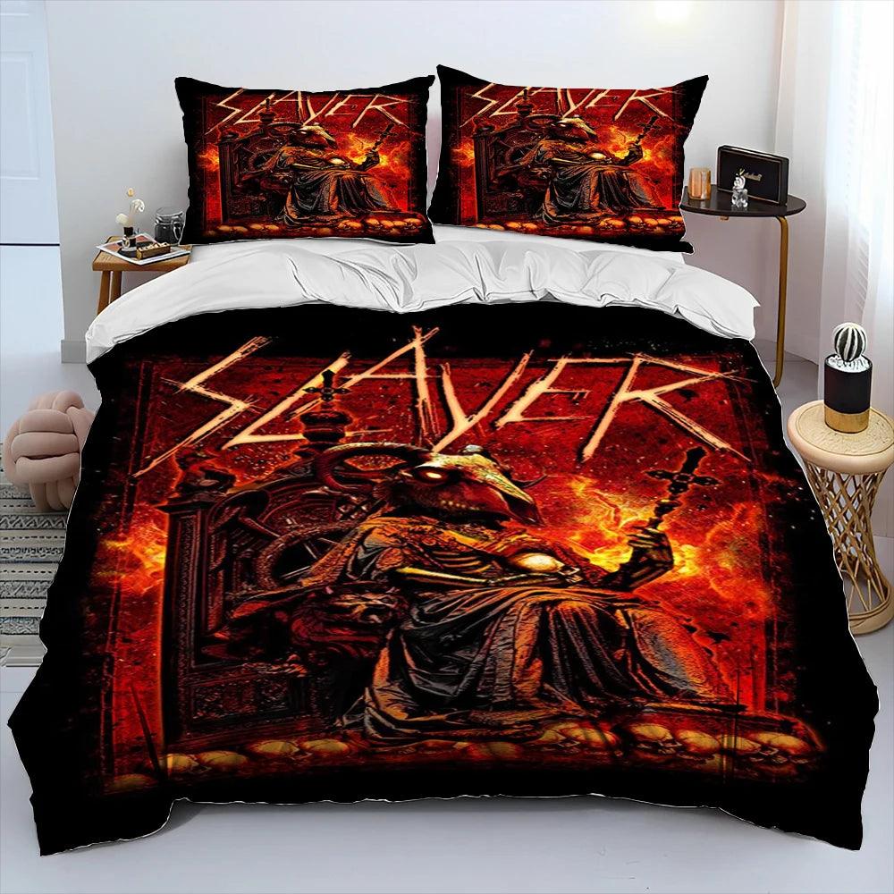 Slayer Show No Mercy Heavy Metal Band Music Comforter Bedding Set, Duvet Cover Bed Quilt Cover Pillowcase,king Queen Size Bedding Set Kids - Lizard Vigilante