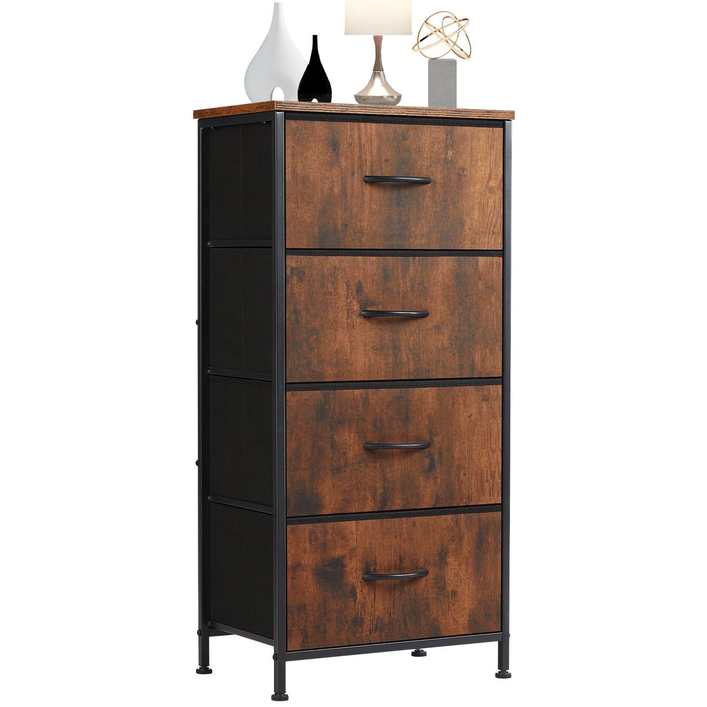 JHK Modern Minimalist Dresser with 4 Fabric Drawers – Stylish Steel Frame Storage Cabinet for Bedroom - Premium cabinet from Lizard Vigilante - Just $58.88! Shop now at Lizard Vigilante