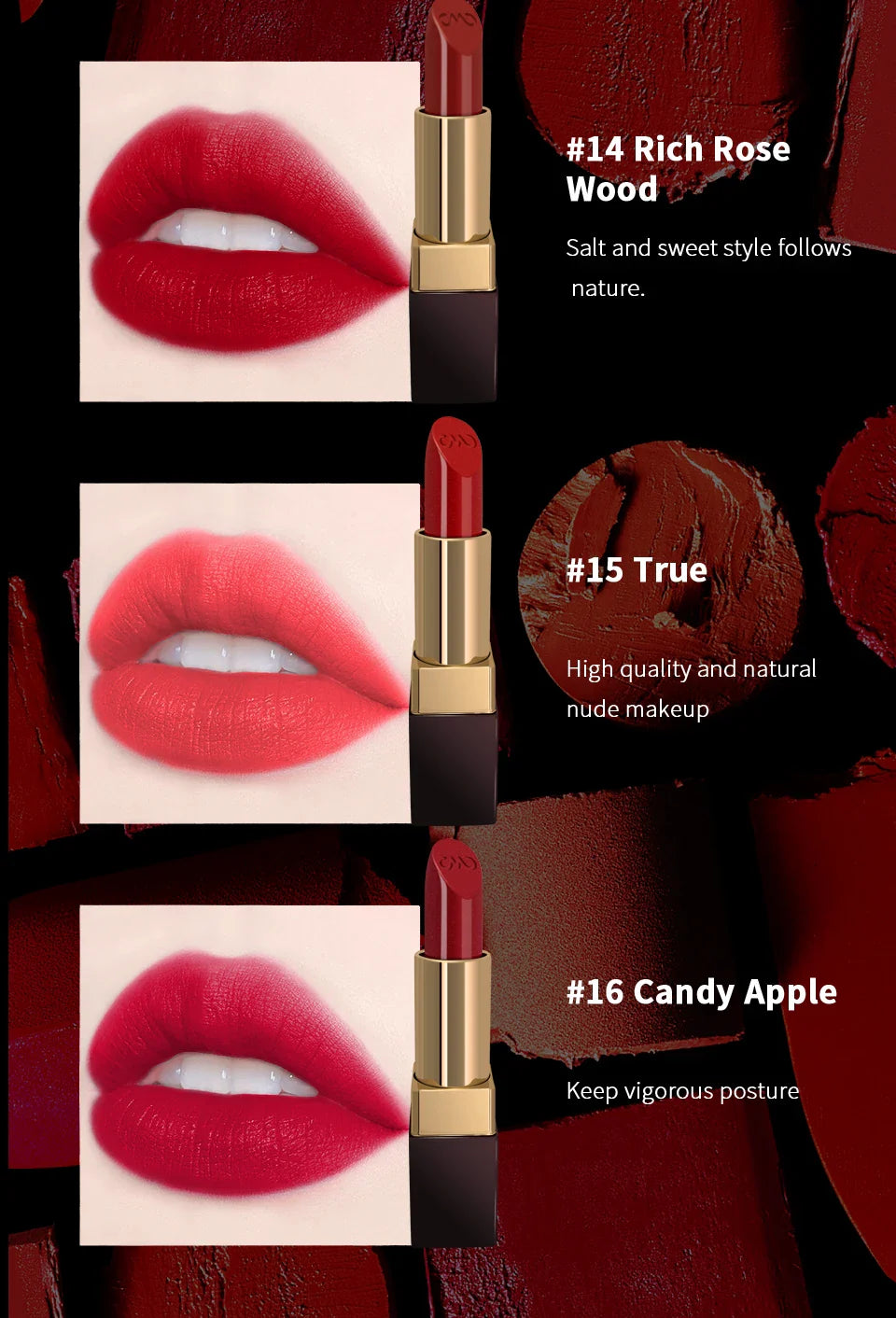 CHARMACY 6 Colors Luxury Velvet Nude Moisturize Lipstick Long Lasting Easy to Wear Korean LipStick for Women Makeup Cosmetic