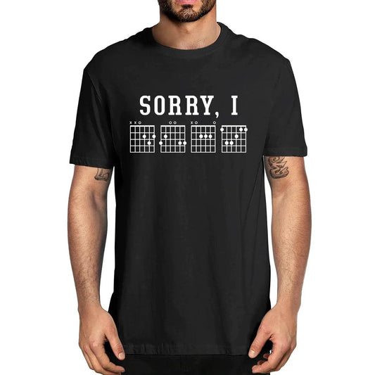 Sorry I-DGAF Hidden Message Guitar Chords Vintage Summer Men's Novelty T-Shirt Women Casual Streetwear Tee 100% Cotton Funny - Lizard Vigilante