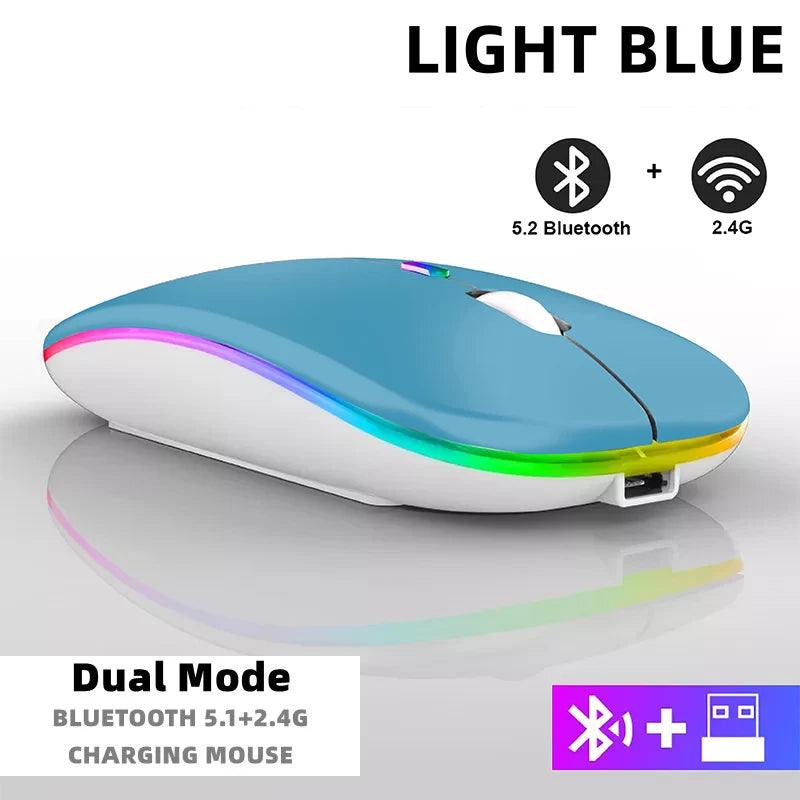 Rechargeable Bluetooth Wireless Mouse with 2.4GHz USB RGB 1600DPI Mouse for Computer Laptop Tablet PC Macbook Gaming Mouse Gamer - Lizard Vigilante