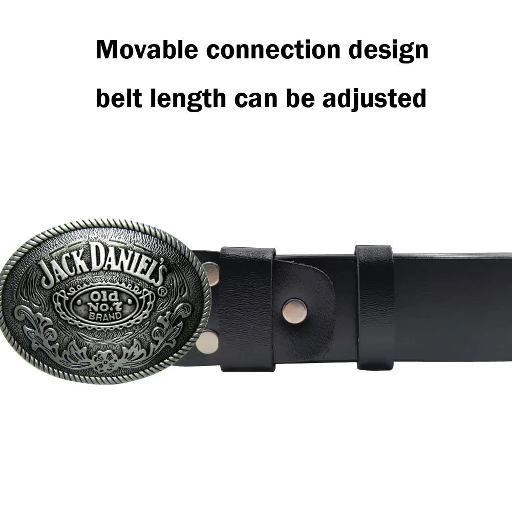 JD Old Number Seven Oval Head Buckle Whiskey Drinking Man Men's Leather Belt: A Stylish and Durable Accessory - Premium belt buckle from Lizard Vigilante - Just $22.99! Shop now at Lizard Vigilante