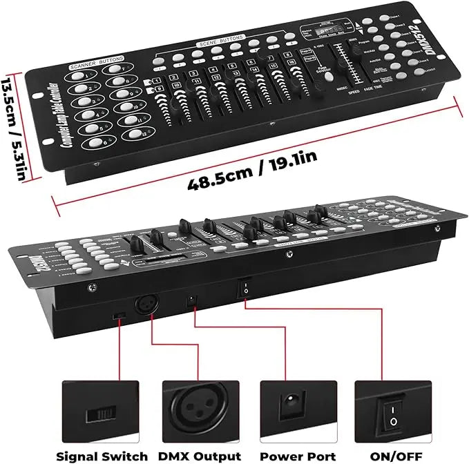 Fieryzeal 192 DMX Controller DJ Equipment DMX 512 Console Stage Lighting DJ Control For LED Par Moving Head Light Spotlights - Premium  from Lizard Vigilante - Just $44.99! Shop now at Lizard Vigilante