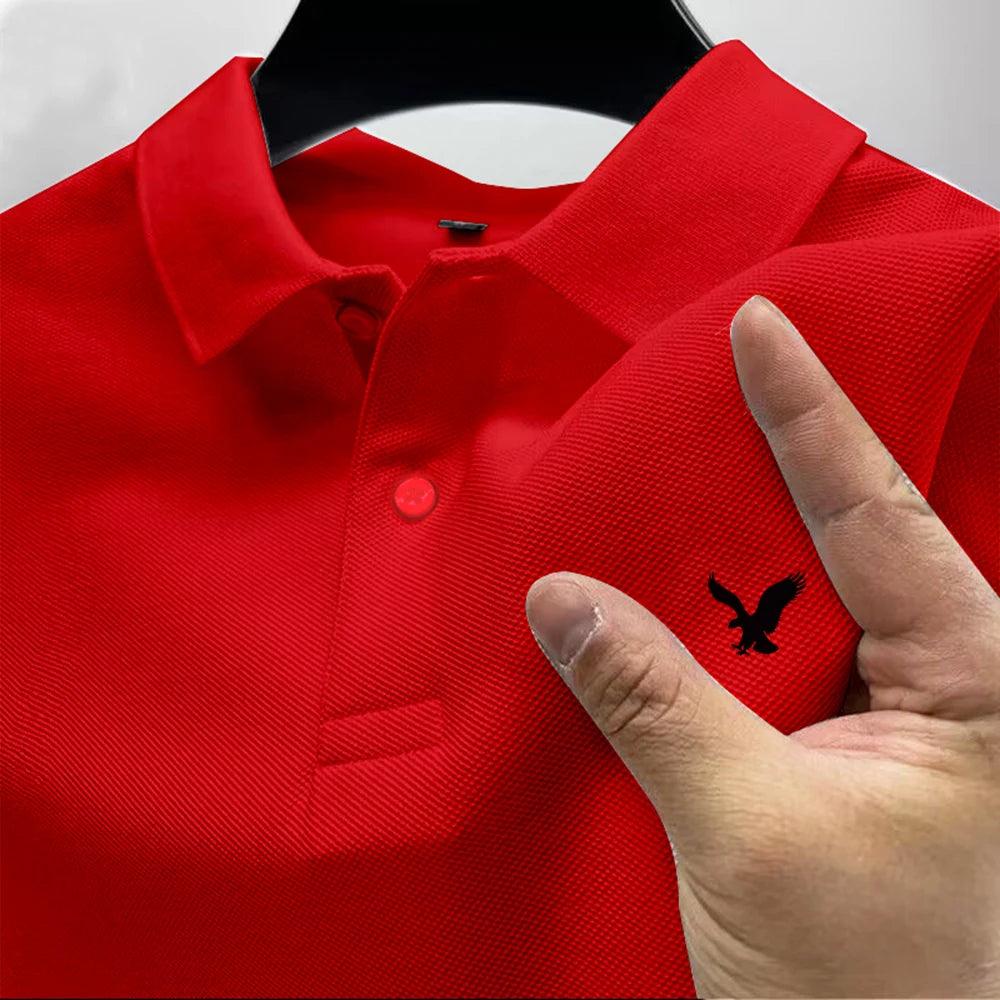 Summer New Eagle POLO Shirt Men's Lapel Casual Versatile Business High Quality Breathable Short Sleeve Printed Multicolor T-shirt Top - Lizard Vigilante