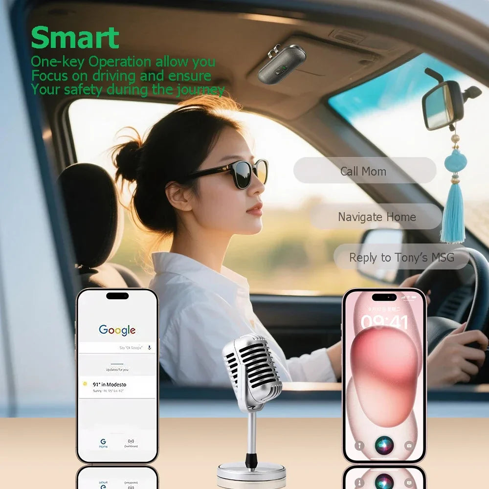 Bluetooth 5.4 Speaker Handsfree Car Kit Sun Visor Clip Wireless Audio Receiver Speakerphone Loud Music Player Dual Microphone
