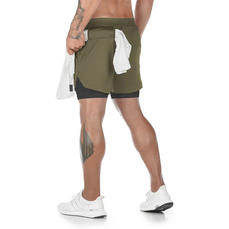 Camo Running Shorts - Men's 2-in-1 Quick Dry Gym Sports Shorts - Premium shorts from Lizard Vigilante - Just $23.88! Shop now at Lizard Vigilante