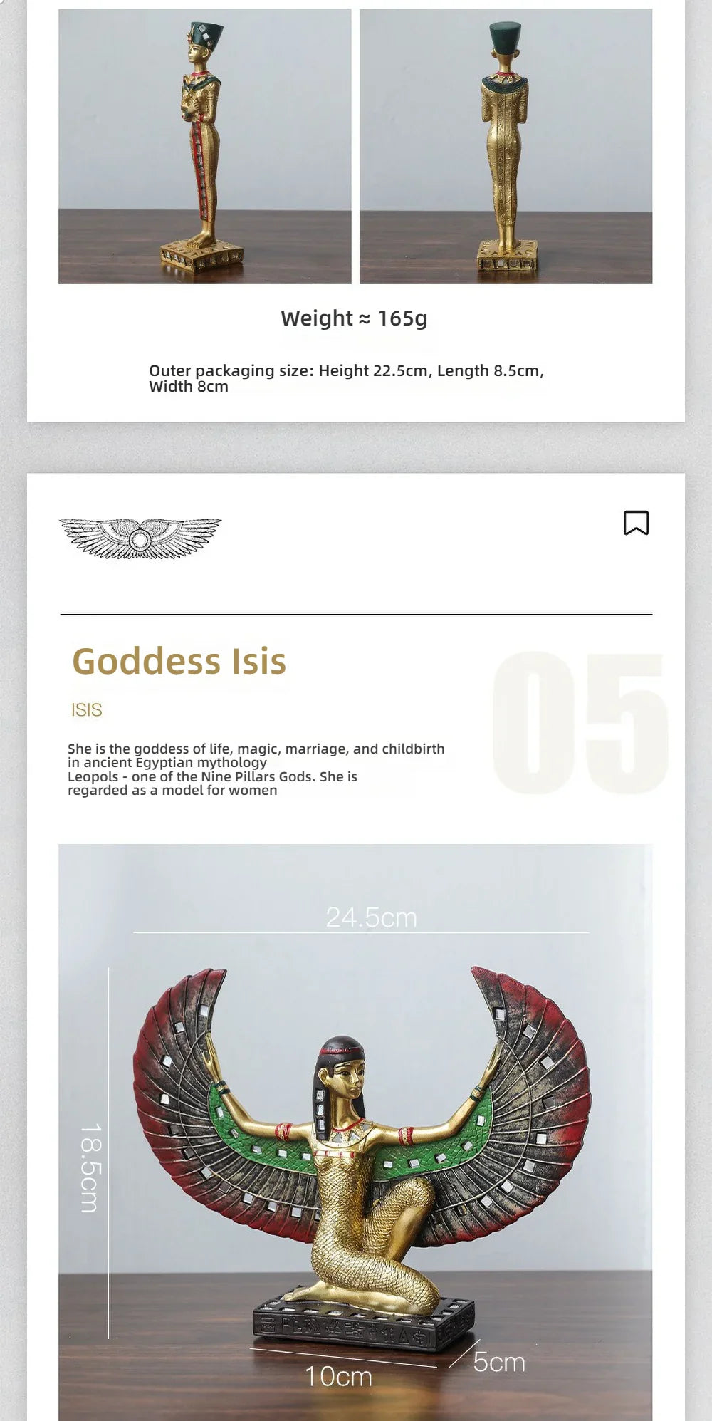 Egyptian Sphinx Resin Statue - Pharaoh Lion Body Human Face Sculpture, Hand-Painted Pyramid Guardian Isis Goddess Inspired Craft