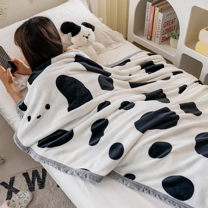 Warm Plush Blanket Comfortable 2024 New Winter Blanket Cartoon Four Season Flannel Soft Bed Cover Office Napping Blanket