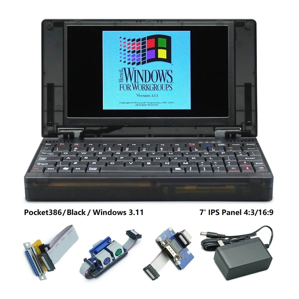 Pocket 386 Retro DOS Computer 386sx CPU  Windows3.1/95 Hand386 Pocket386 Black