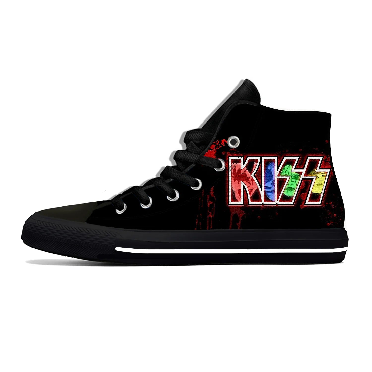 Kiss Rock Band High Top Shoes Hot Summer Heavy Metal Music Novelty Casual Latest Shoes Men Women Fashion Classic Board Sneakers - Premium t-shirt from Lizard Vigilante - Just $44.88! Shop now at Lizard Vigilante