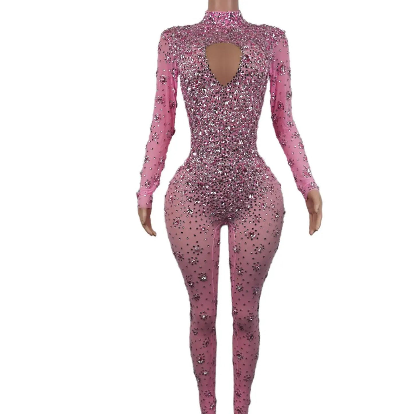 Gorgeous Rhinestone Jumpsuit - Sexy Long-Sleeved Performance Wear for Nightclub Singers & DJs - Premium Cosplay Costumes from Lizard Vigilante - Just $224.49! Shop now at Lizard Vigilante