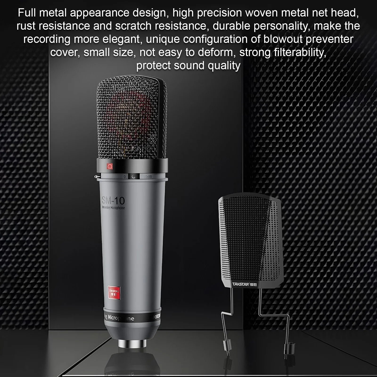 TAKSTAR SM-10 Pro Studio Microphone: Gold-Plated Diaphragm, Unidirectional Precision, Shock Mount, and Phantom Power - Premium Microphone from Lizard Vigilante - Just $188.99! Shop now at Lizard Vigilante