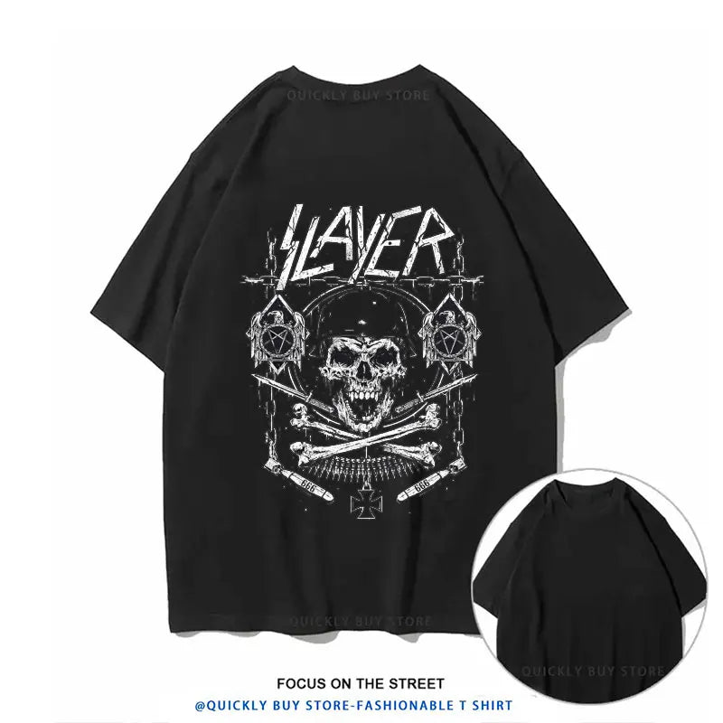 Slayer Metal Band Graphic T-Shirt for Men – Cool Punk Rock Y2K Tee, Unisex Casual Top, XS-4XL - Premium T-shirt from Lizard Vigilante - Just $23.88! Shop now at Lizard Vigilante