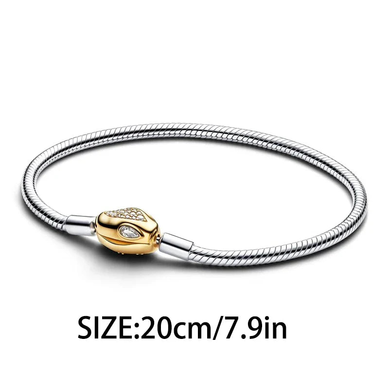 925 Silver Valentine's Day Snake Year Series Pendant Suitable for 925 Sterling Silver Original Women's Bracelet DIY Jewelry Gift