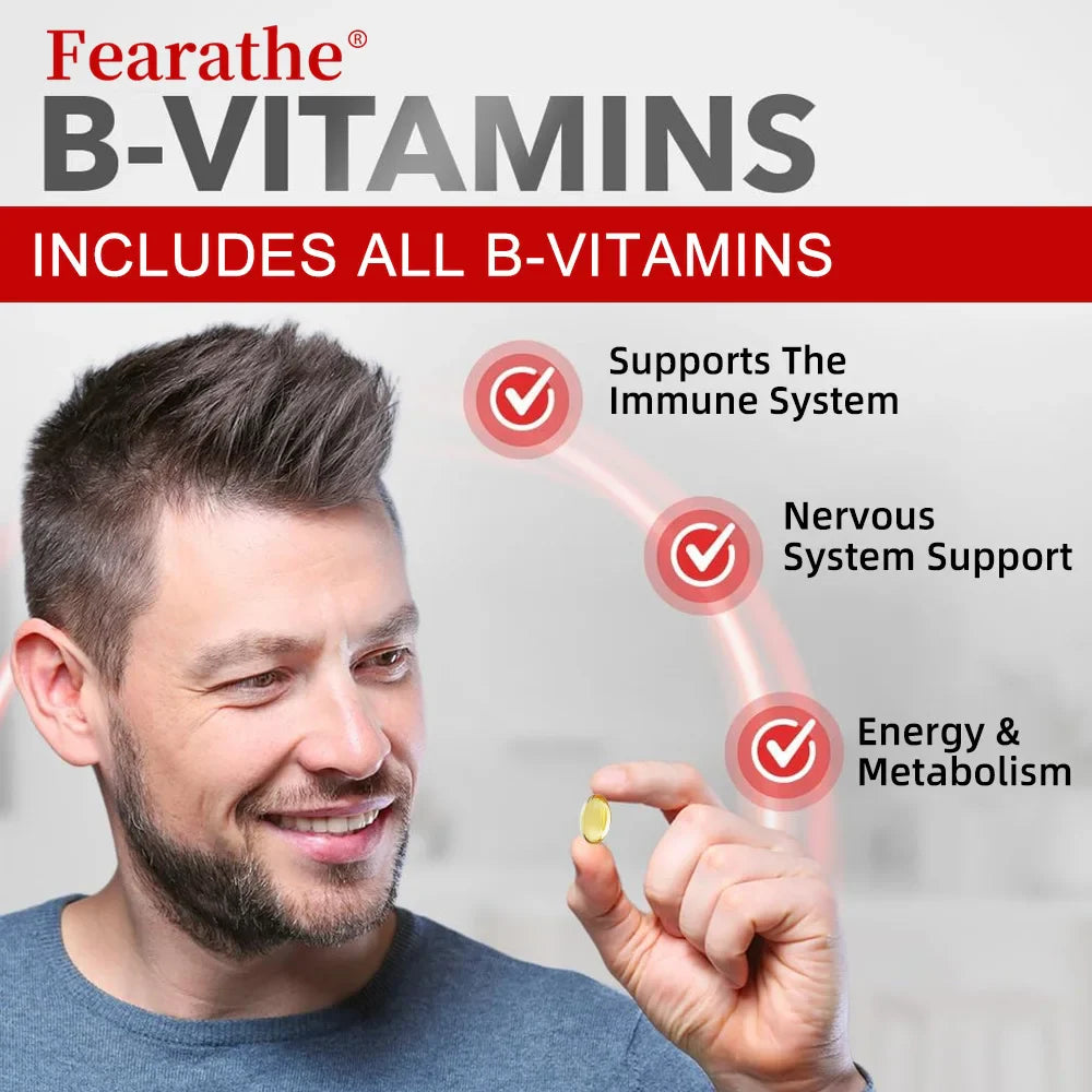 Vitamin B-Complex Vitamin Supplements (B12 B2 B3 B6 Folic Acid &Biotin), Immune & Energy Support,Immune Health