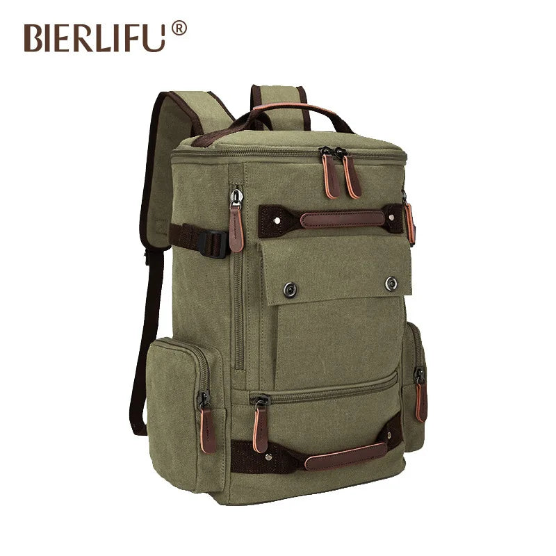 Unisex Canvas Backpack for Mountaineering & Travel – Multi-Function Layered Bag with Air Cushion Straps - Premium backpack from Lizard Vigilante - Just $53.88! Shop now at Lizard Vigilante