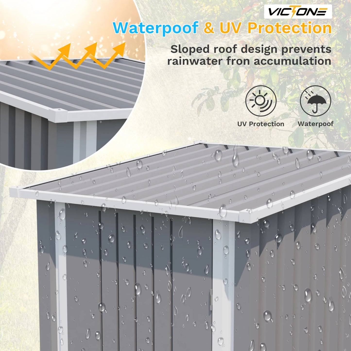 Victone 3' x 3' Compact Outdoor Storage Shed - Durable Small Garden Tool Storage with Sloping Roof, Single Lockable Door, Grey - Premium  from Lizard Vigilante - Just $213.99! Shop now at Lizard Vigilante