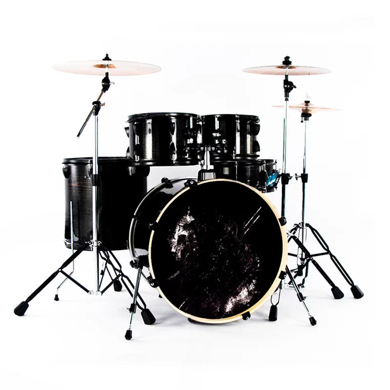 Elite KNIGHT 5-Piece Jazz Drum Set – Professional Grade with Transparent & Mesh Drum Heads, 3 Cymbals, High-Quality Poplar Shells for Beginners & Enthusiasts - Premium drum set from Lizard Vigilante - Just $774.99! Shop now at Lizard Vigilante