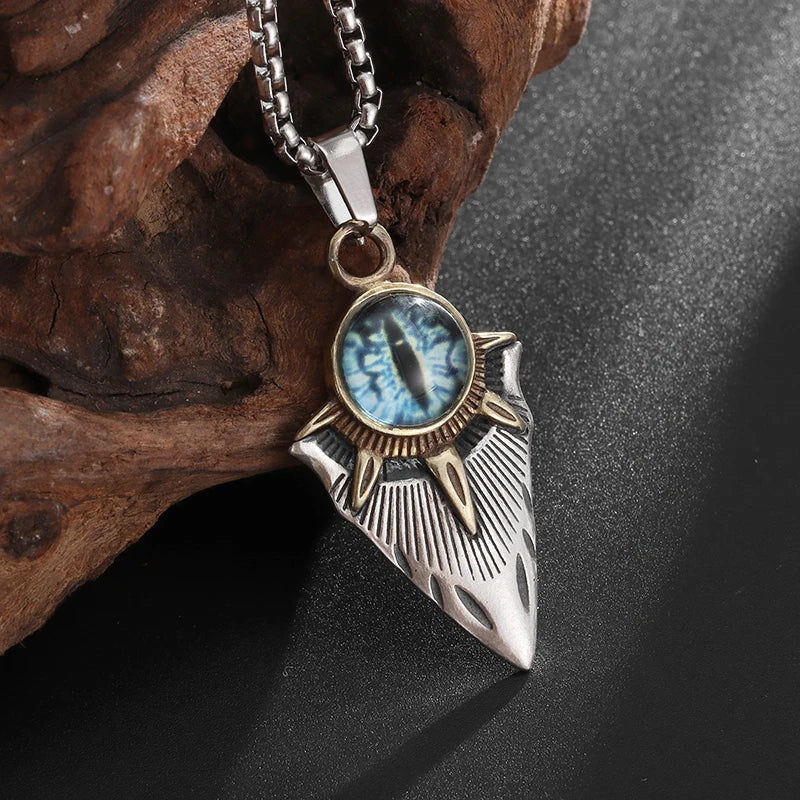 Retro Gothic Blue Evil Eye Protection Pendant Necklace for Men Boys Biker Amulets Punk Jewelry Gifts - Premium Jewelry from Lizard Vigilante - Just $3.99! Shop now at Lizard Vigilante