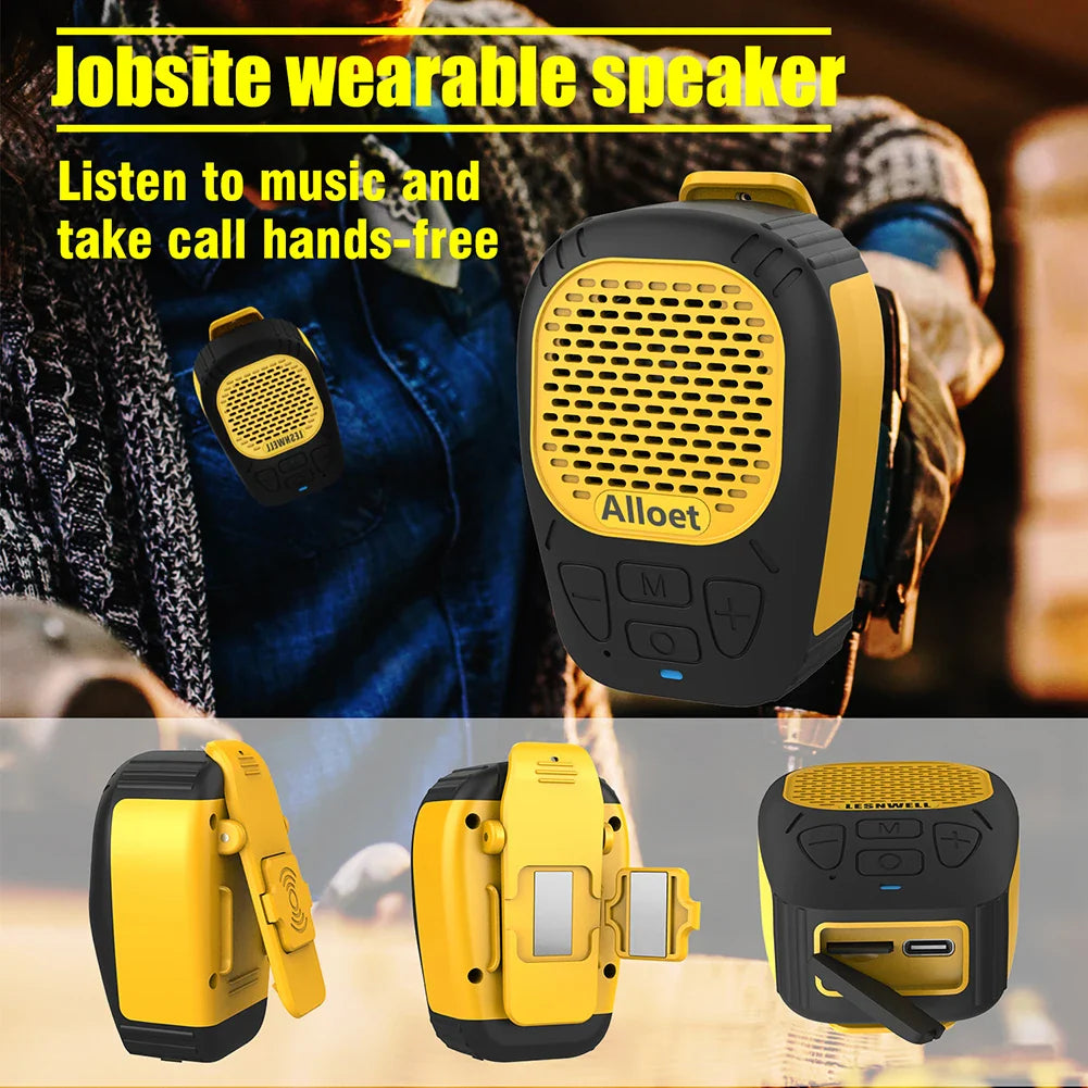 Wearable Bluetooth-Compatible5.3 Speaker with Strap Magnetic Clip-On Wireless Portable Speakers Small Speaker for Cycling/Hiking