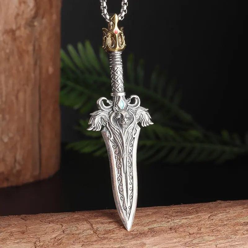 Fashionable Neptune Poseidon Trident Metal Pendant Necklace Men's Biker Gothic Rock Motorcycle Fashion Jewelry Gift - Lizard Vigilante