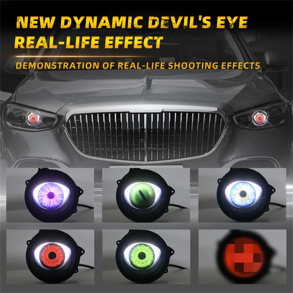 Devil Eyes LED Headlights – Dynamic Angel Eye Front Spotlight Lenses For Cars And Motorcycles (2PCS Set)