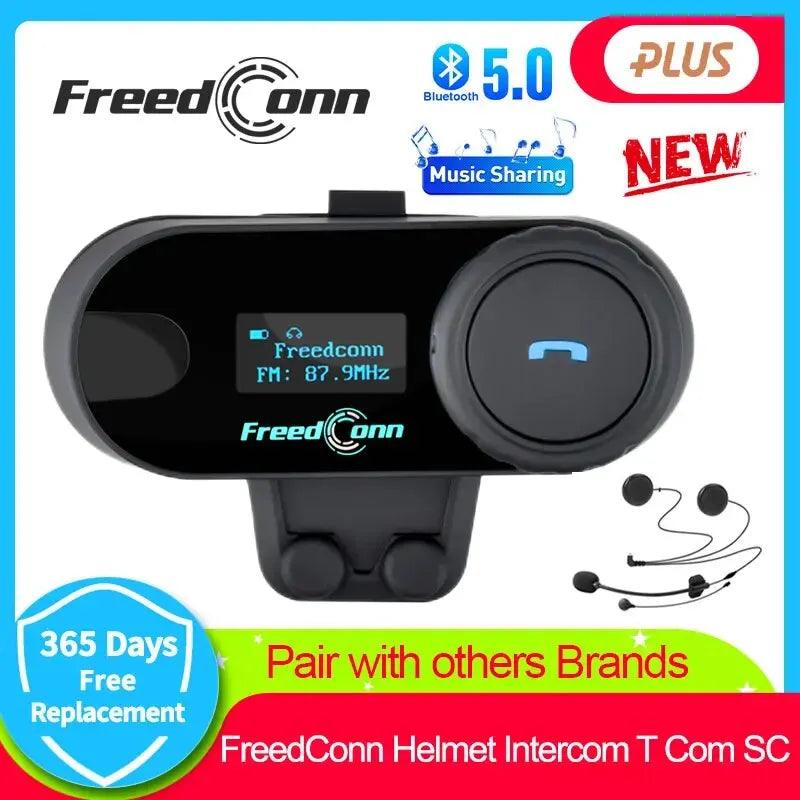 Freedconn T Com SC Bluetooth Motorcycle Intercom Helmet Headsets Wireless Communication Interphone BT 5.0 Music Share 10 Riders - Lizard Vigilante