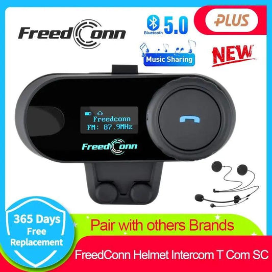 Freedconn T Com SC Bluetooth Motorcycle Intercom Helmet Headsets Wireless Communication Interphone BT 5.0 Music Share 10 Riders - Lizard Vigilante