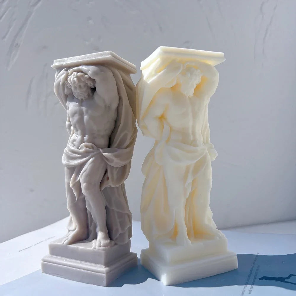 Atlant Statue Silicone Mold Unique Bust Sculpture Soy Wax Candle Mould Greek Mythology Home Decor